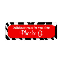 Classy Zebra Print Red Kitchen Baking Labels labels