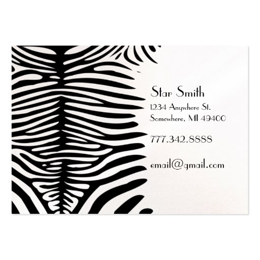 Classy Zebra Skin on Any Color Card Honeysuckle Business Card Template (front side)