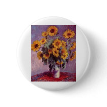 Claude Monet Bouquet of Sunflowers Pinback Buttons