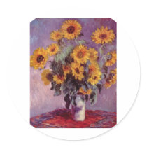 Claude Monet Bouquet of Sunflowers Round Stickers