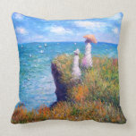 Claude Monet: Cliff Walk at Pourville Throw Pillow