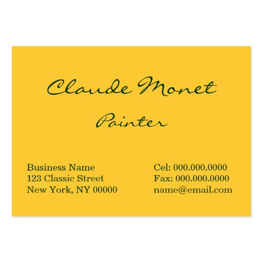 Claude Monet: Iris Garden by Giverny Business Card (back side)