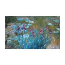 Claude Monet: Irises and Water Lilies Stretched Canvas Print