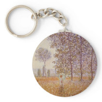Claude Monet - Poplars in the Sun Keychain