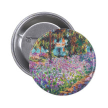 Claude Monet - The Artist's Garden at Givern Pinback Buttons