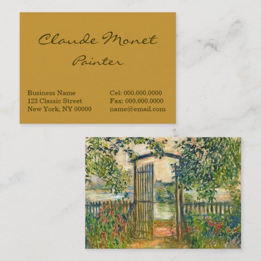 Claude Monet The Garden Gate At Vetheuil Business Card Zazzle