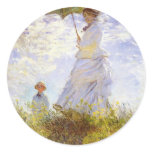 Claude Monet - The Woman With The Parasol Round Stickers