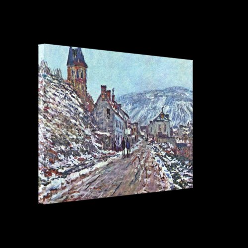 Claude Monet - Vetheuil road in winter Stretched Canvas Print