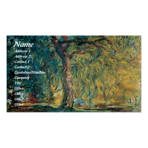 Claude Monet Weeping Willow Business Cards (front side)