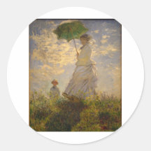 Claude Monet: Woman with a Parasol, 1875 Round Sticker