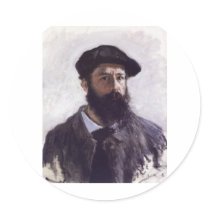 Claude net - Self-portrait in Beret 1886 Round Stickers