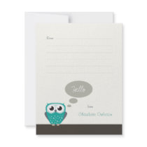 Claude the Little Owl (lined) | Flat Note Card Announcements