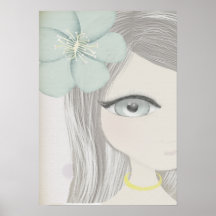 Clavel flower green big eye delicate zoom print
