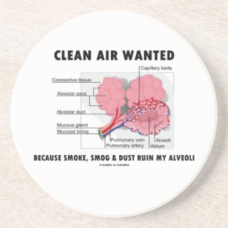 Clean Air Wanted Because Smoke Smog Dust Ruin My Beverage Coaster