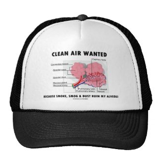 Clean Air Wanted (Health & Medicine Alveoli Humor) Trucker Hat
