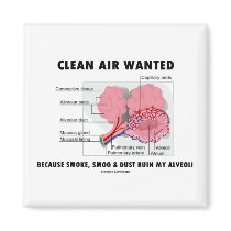Clean Air Wanted (Health & Medicine Alveoli Humor) magnets by wordsunwords Clean Air Wanted (Health & Medicine Alveoli Humor) magnets