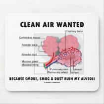 Clean Air Wanted (Health & Medicine Alveoli Humor) mousepads by wordsunwords Clean Air Wanted (Health & Medicine Alveoli Humor) mousepads