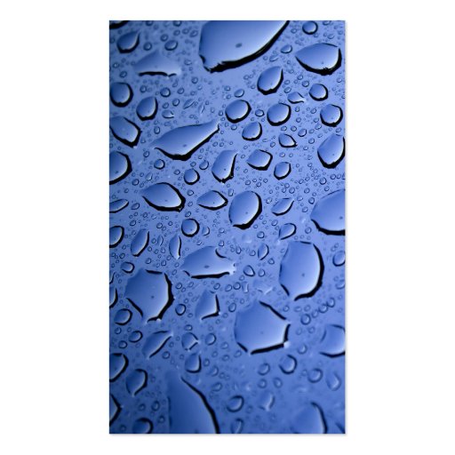 Clean Blue Water Droplets Business Card Template (back side)