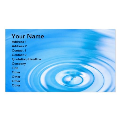 Clean blue water ripples business card templates
