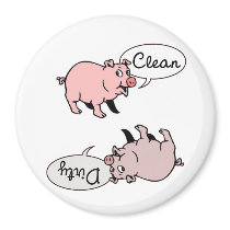 Clean Dirty Pigs Refrigerator Magnet