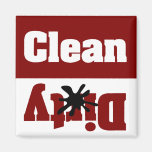 clean dirty red dishwasher magnet
