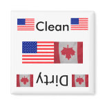 Clean dirty USA Canada flag Dishwasher Magnets