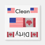 Clean dirty USA Canada flag Dishwasher Magnets magnets