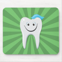 Clean green happy cartoon tooth with tooth paste mousepad