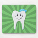 Clean green happy cartoon tooth with tooth paste mousepad