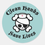 Clean Hands Round Stickers