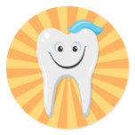 Clean happy cartoon tooth with tooth paste sticker