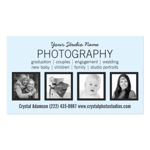 Clean Modern 4 Photos Any Profession Business Cards (front side)