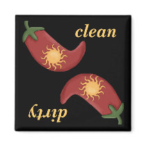 Clean or Dirty Chili Peppers Dishwasher Magnet