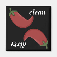 Clean or Dirty Chili Peppers Dishwasher Magnet