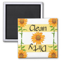 Clean or Dirty Sunflowers 2 Dishwasher 2 Inch Square Magnet