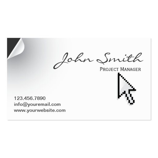 Clean Page Curl & Arrow Cursor Business Card (front side)