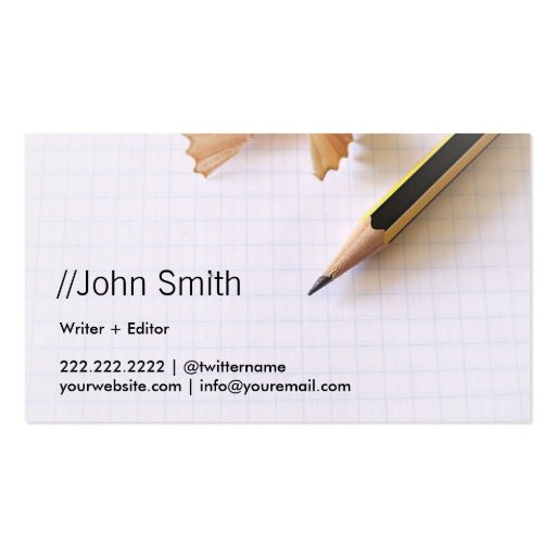 Clean Sharp Pencil Writer/Editor Business Card (front side)