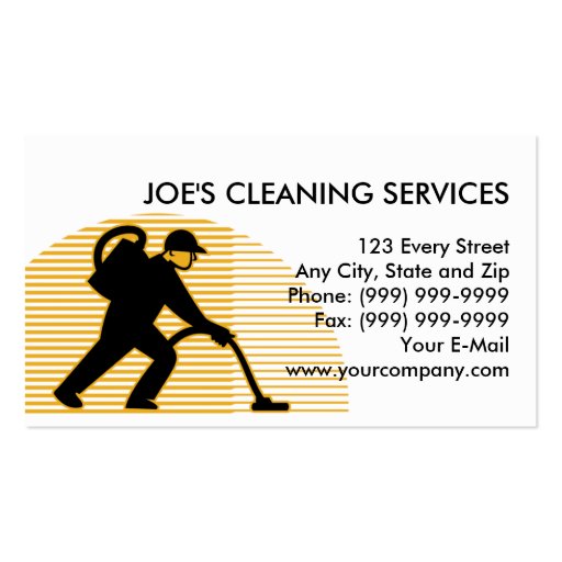 cleaner vacuuming floor business card (front side)