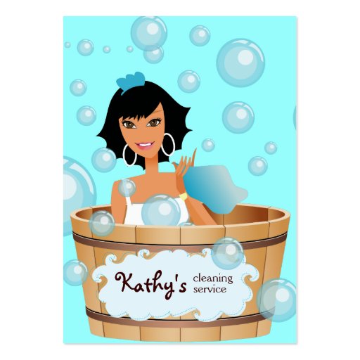Cleaning Business Card Bucket Bubbles Blue (front side)