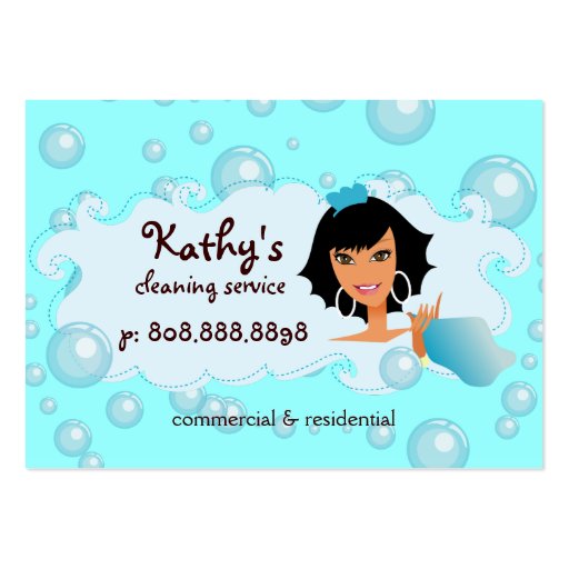 Cleaning Business Card Bucket Bubbles Blue (back side)