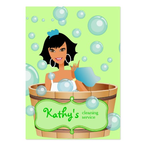 Cleaning Business Card Bucket Bubbles Green