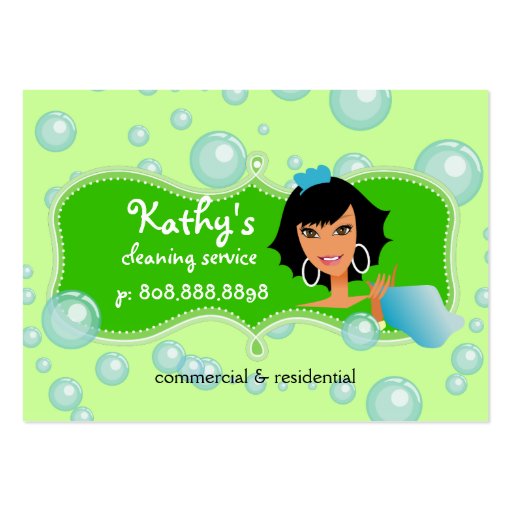 Cleaning Business Card Bucket Bubbles Green (back side)