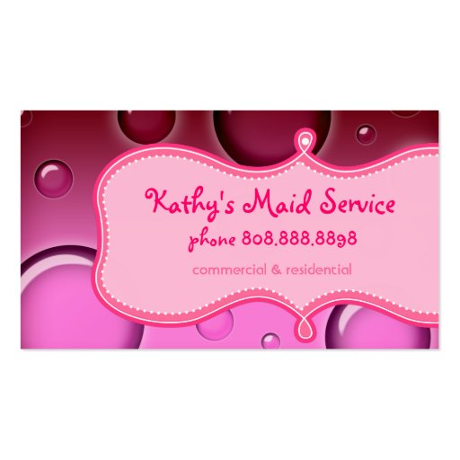 Cleaning Business Card Pink Bubbles (back side)