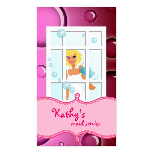 Cleaning Business Card Pink Bubbles Blonde Hair