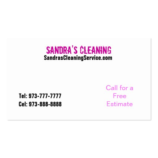 Cleaning Business Cards (back side)