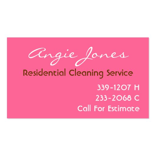 Cleaning Service Business Card (back side)