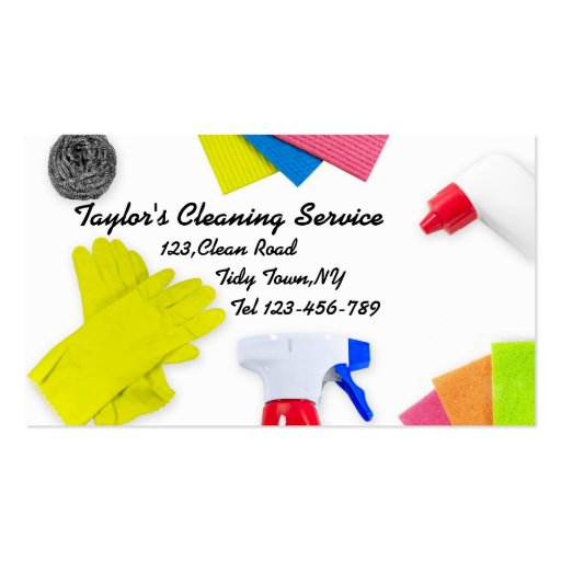 Cleaning Service Business Card Template (front side)
