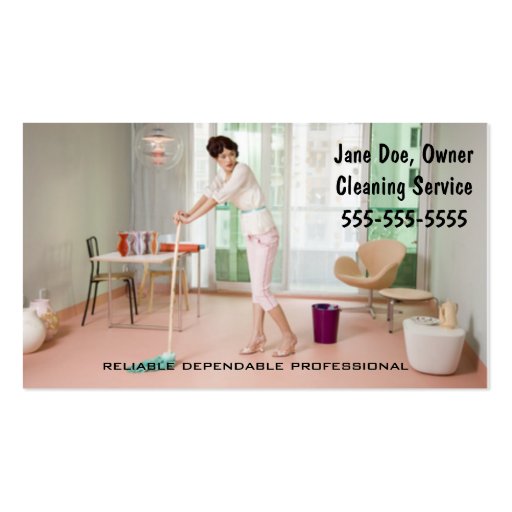 Cleaning Service Business Card Template (front side)