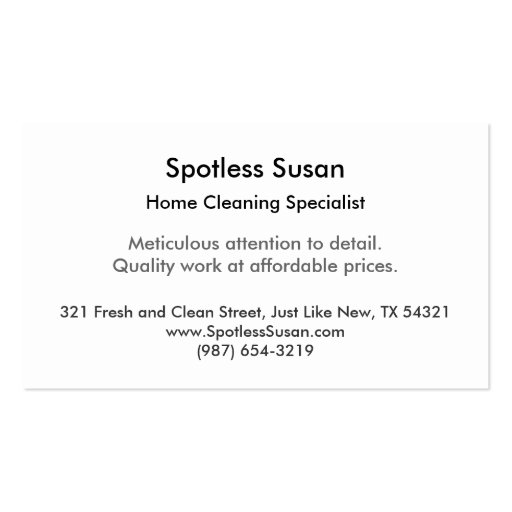 Cleaning service house cleaners maids fun sponge business cards (back side)