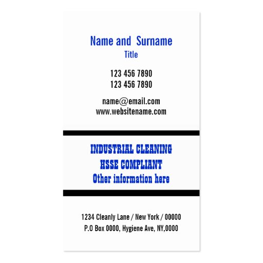 Cleaning Service industrial maintenance Business Cards (back side)